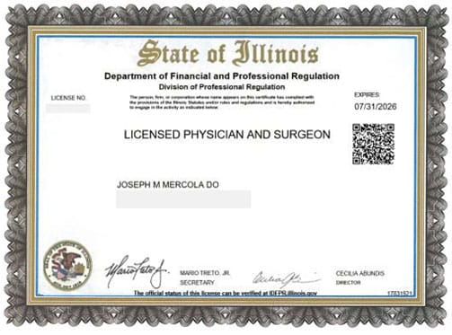 Licence du Dr. Mercola